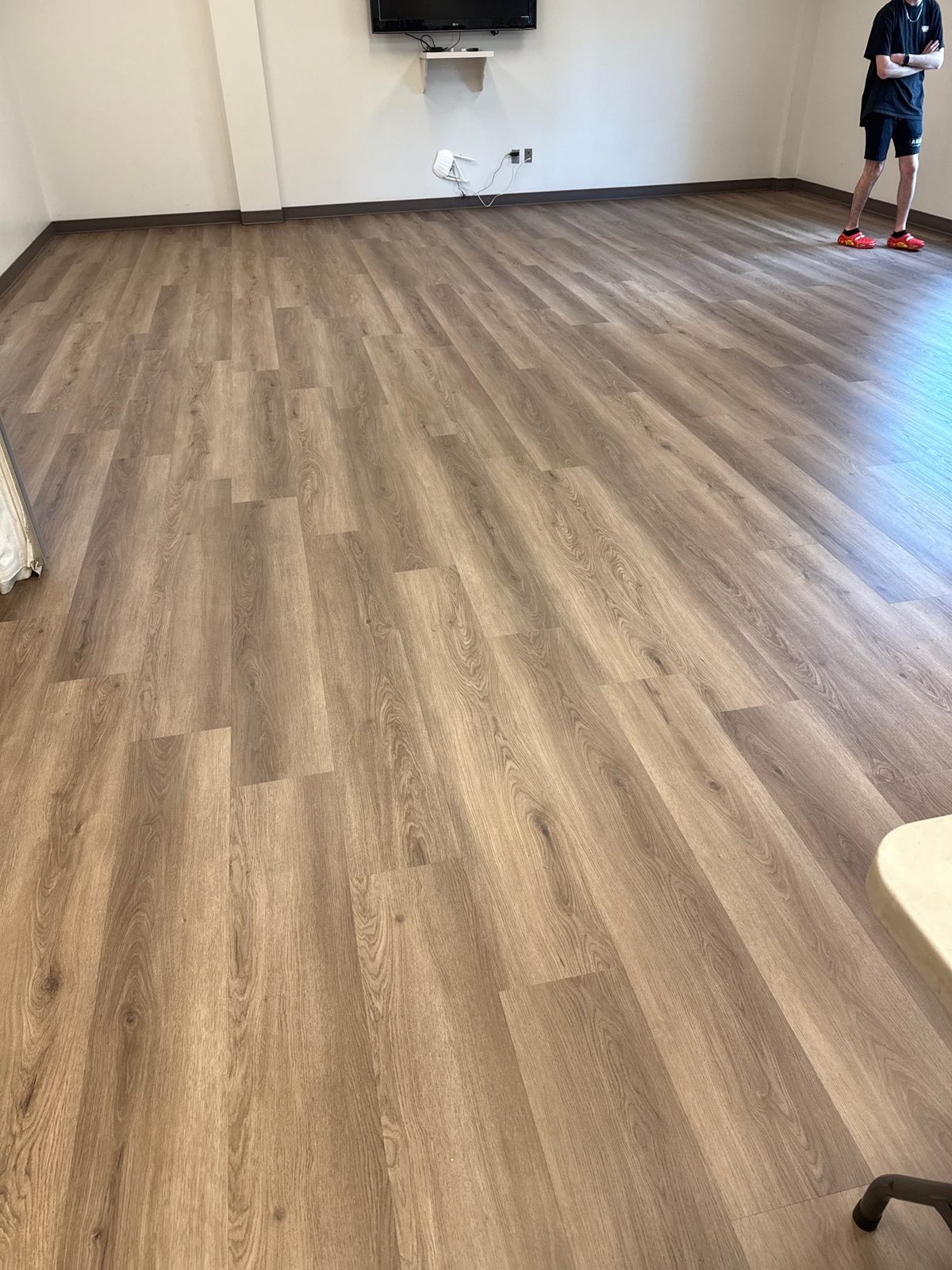 Commercial luxury vinyl plank installed in a North Georgia commercial space