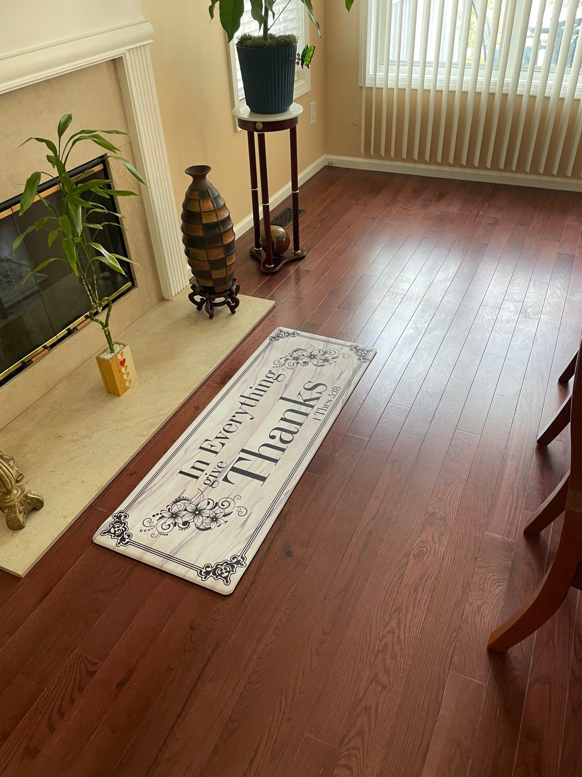 Installed hardwood flooring in a living room