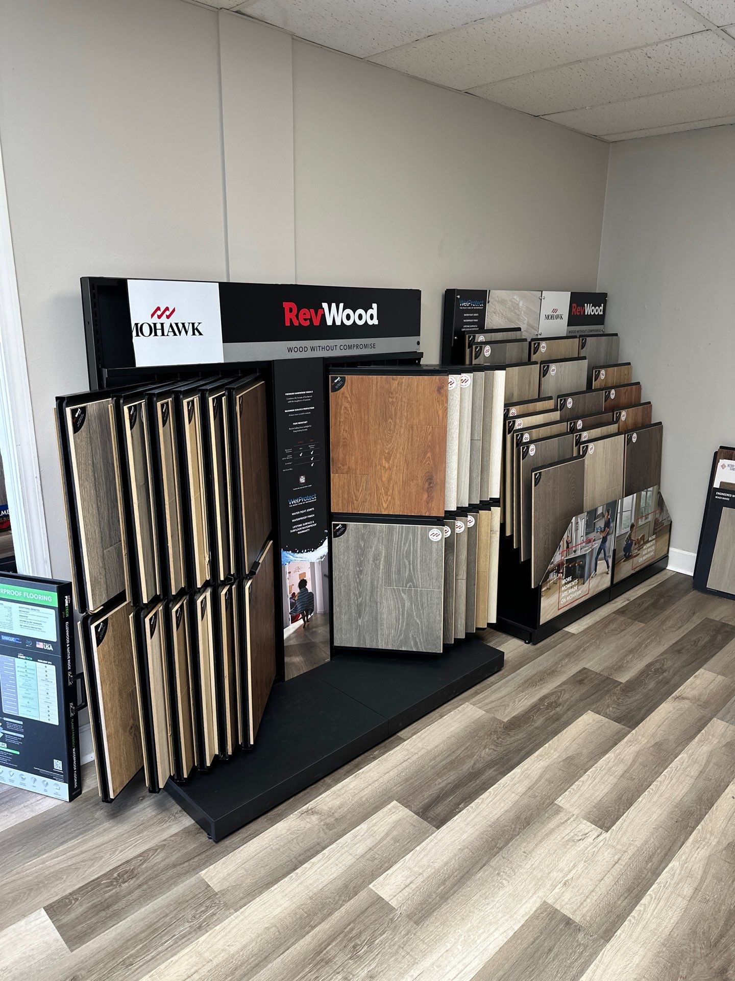 Mohawk RevWood display in the Mill Town Flooring showroom
